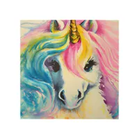 Unicorn Rainbow Watercolor Wood Wall Art