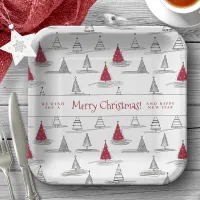 Red Christmas Tree Pattern#5 ID1009 Paper Plates