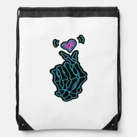 Skeleton Hands Forming A Heart Gentle Expression Drawstring Bag