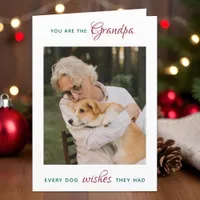 Personalized Pet Photo Dog Grandpa Merry Christmas Holiday Card