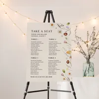 Beige Wildflower Seating Chart Foam Boards