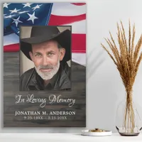 Veteran Memorial Military Photo USA American Flag Faux Canvas Print
