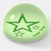 Paper Weight - Green Super Stars