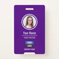 Custom Employee Photo, Bar Code, Logo, Name Badge