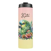 Beautiful Watercolor Amazon Parrot Personalized Thermal Tumbler