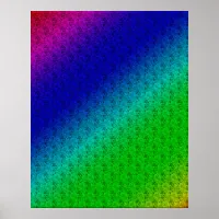 Colorful Diagonal Stripes and Flowers Poster