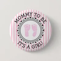 "Mommy To Be" Pink and black Baby Shower Button