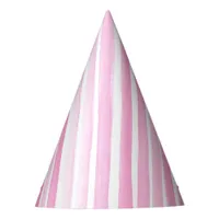 Pink Watercolor Stripe Birthday Party Hat