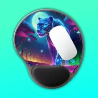 Moon and Panther Holographic Neon Colorful | Gel Mouse Pad