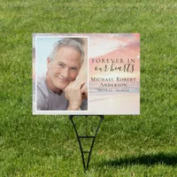 Forever in Our Hearts Photo Funeral Memorial Sign