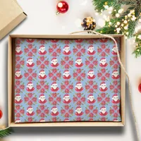 Santa Poinsettia Traditional Blue Red Christmas Tissue Paper