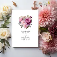 Dusty Rose Floral Wedding Invitation