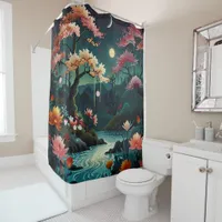 Serenity at Sunset: Traditional Chinese Garden Art Shower Curtain