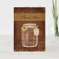 sunflower rustic mason jar wedding thank you