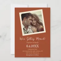 Vintage Brown and Cream Retro Photo Wedding Invitation