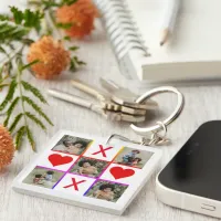 Photo Collage Tic Tac Toe Hugs Kisses Fathers Day Keychain