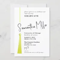 Gold Tassel Modern Minimalist Photo Graduation  Invitation