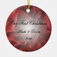 Red Floral First Christmas Together Ceramic Ornament