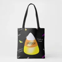 Personalized Candy Corn Halloween Trick or Treat Tote Bag