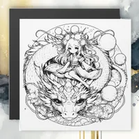 Color Me! Anime Girl on Dragon   Magnetic Invitation