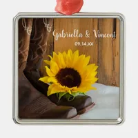 Country Sunflower Western Wedding Metal Ornament