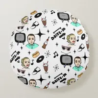 1950's Retro Nostalgic Graphics     Round Pillow