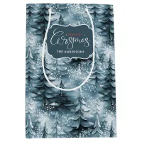 Painted Christmas Trees Blue ID1008 Medium Gift Bag