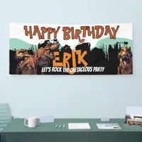 T-Rex Birthday Banner Cretaceous Party Sign