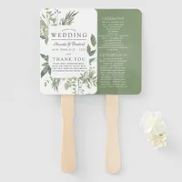 Greenery Geometric Wedding Program Hand Fan