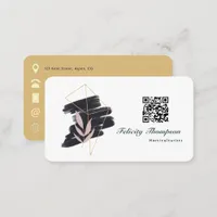 Trendy Brush Strokes Collage QR Code Business Card