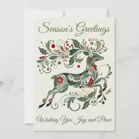 Elegant Retro Reindeer Mint Green Unique Christmas Holiday Card