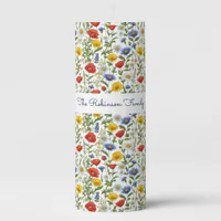 Wildflowers Pretty Botanical Colorful Pillar Candle