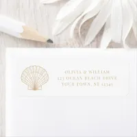 Seashell Beach Beige Wedding Return Address Label