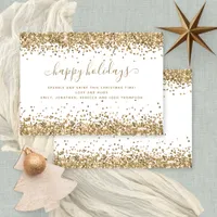 Glam Gold Glitter Borders Happy Holidays Christmas Holiday Card