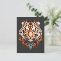 Tiger portrait, minimalistic design orange color postcard