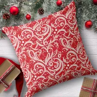 Red Abstract Snowflake Pattern#10 ID1009 Throw Pillow