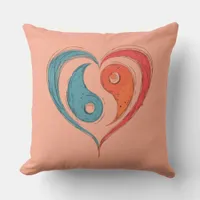 Personalized Yin Yang Heart Symbol  Throw Pillow