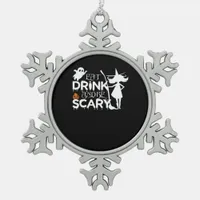 Eat Drink And Be Funny Scary Snowflake Pewter Christmas Ornament