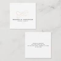 Massage Therapist Rose Gold Foil Brushed Metal  Bu Square Business Card