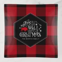 Wild Wonderful Christmas Red Buffalo Plaid ID604 Trinket Tray