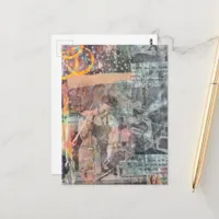 Mixed Media Retro Woodworking Collage Postcard