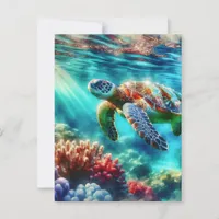 Keeping in Touch  | Sea Turtle Swimming Postcard