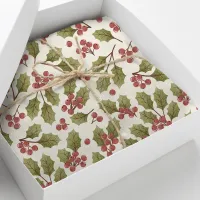 Vintage Holly Watercolor Tissue Paper