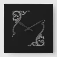 Elegant Goth Swirl Design Square Wall Clock