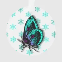 Teal Butterfly Personal Message Christmas Keepsake Ornament