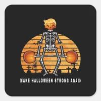Trumpkin Make Halloween  Again Gym Fitness Funny Square Sticker