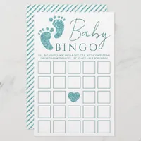 Baby Bingo Game | Teal Glitter Baby Feet Baby Show