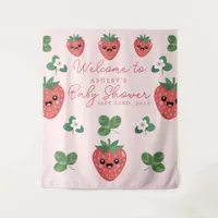 Kawaii Strawberry Baby Shower Backdrop