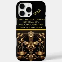 Elegant Depiction of Lady Justice in Golden Tones iPhone 16 Pro Max Case