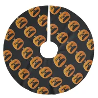 Jack o Lantern Unhappy Face Halloween Pumpkin Brushed Polyester Tree Skirt